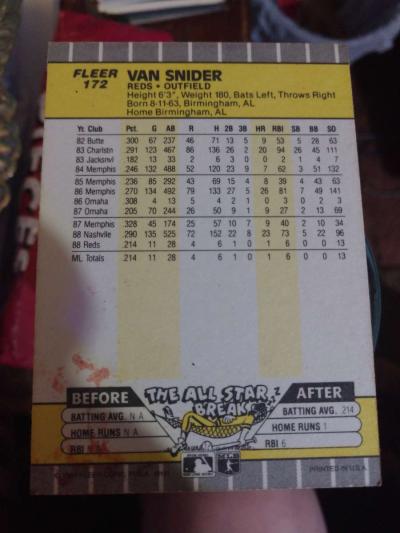 Van Snider Baseball Card - Thumbnail 2