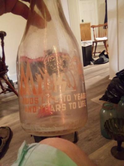 old Milk bottle old jars blue glass - Thumbnail 3