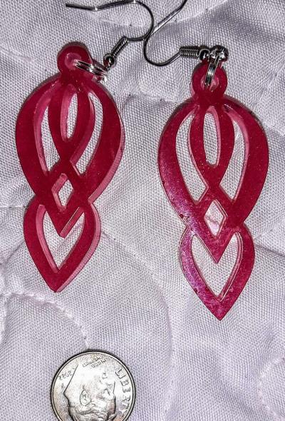 Beautiful red abstract earrings - Thumbnail 3