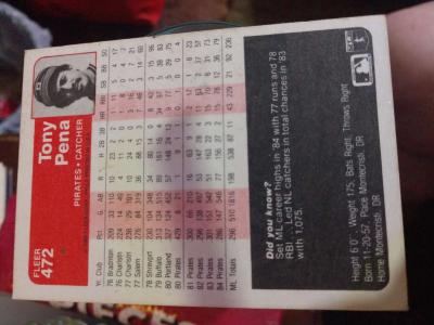 Tony Pena Baseball Card - Thumbnail 2