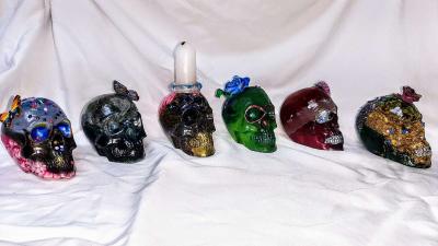 Original Day of the Dead Handcrafted Skulls Medium - Thumbnail 3