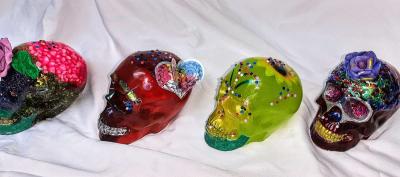 Day of the Dead Original Handcrafted Skulls Large - Thumbnail 2