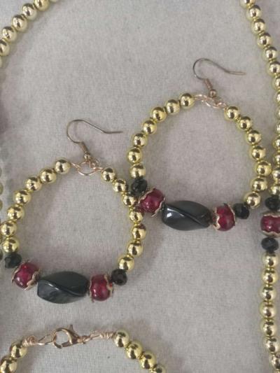 Red and Black 3Pc Jewelry Set - Thumbnail 3