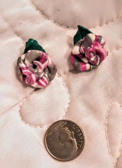 One of a kind handcrafted ROSE earrings - Thumbnail 2