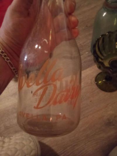 old Milk bottle old jars blue glass - Thumbnail 2