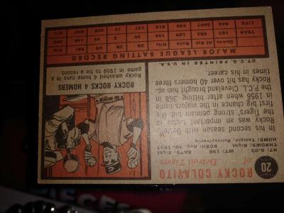 Rocky Colavito Baseball Card - Thumbnail 2