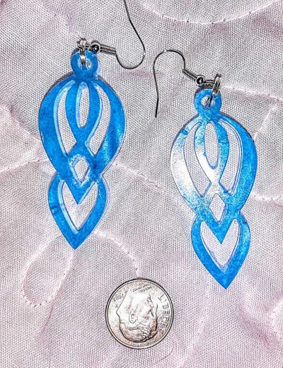 Beautiful blue abstract earrings - Thumbnail 2