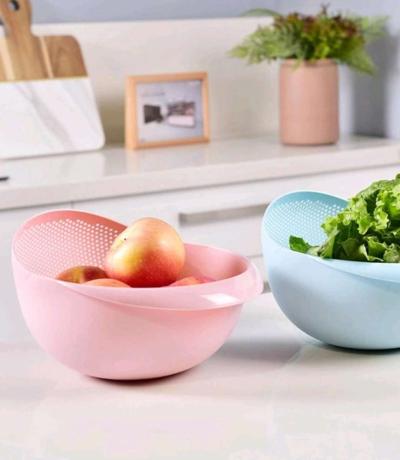 1pc Solid Color Plastic Wash Basin - Thumbnail 2