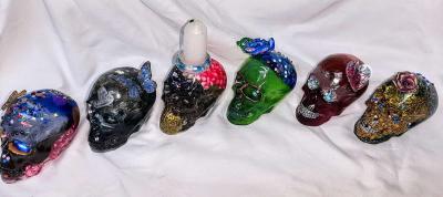 Original Day of the Dead Handcrafted Skulls Medium - Thumbnail 4