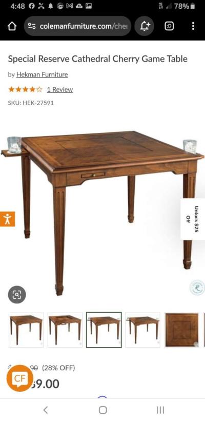 Cathedral Cherry Hekman Game Table - Thumbnail 4
