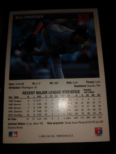 Bill Krueger Baseball Card - Thumbnail 2