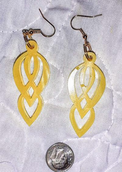 Original Handcrafted Yellow Abstract Earrings - Thumbnail 2