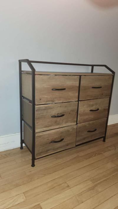 Bamboo Wood Antique Metal 6 Drawer Dresser - Thumbnail 3