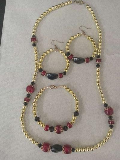 Red and Black 3Pc Jewelry Set - Thumbnail 2