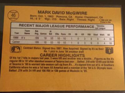 Mark McGwire 1987 Rated Rookie - Thumbnail 2
