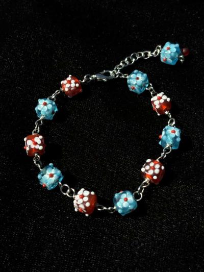 Handmade textured glass beaded bracelet - Thumbnail 3