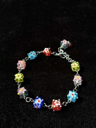Handmade textured glass beaded bracelet - Tehachapi, California