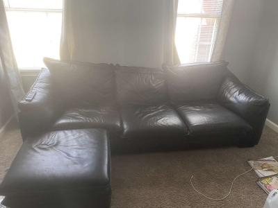 Black Leather Sofa Set - Thumbnail 2