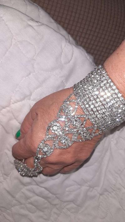 Austrian Crystal Spiral Bracelet with Attached Ring - Thumbnail 4