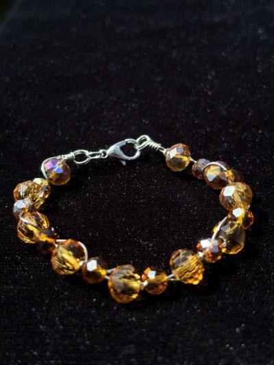 Handmade wire wrapped glass beaded bracelet - Tehachapi, California