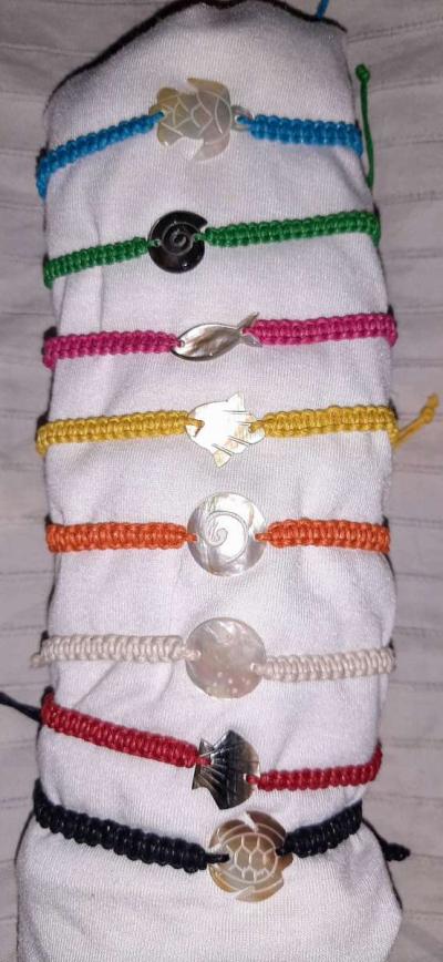 Woven Friendship Bracelets with Etched Shells - Thumbnail 2