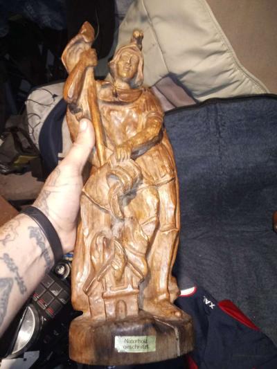 wood carving of a Roman firefighter - Thumbnail 4