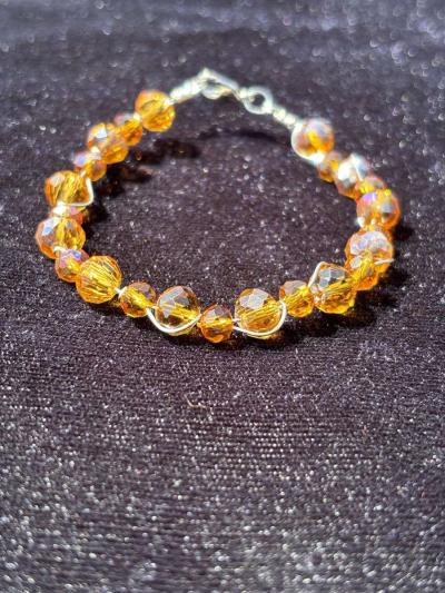 handmade wire wrapped glass beaded bracelet - Thumbnail 3