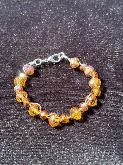 Handmade wire wrapped glass beaded bracelet - Thumbnail 2