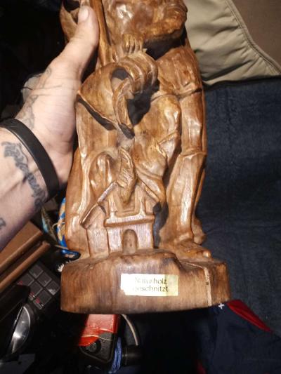 wood carving of a Roman firefighter - Thumbnail 3