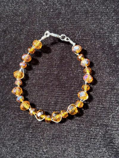 handmade wire wrapped glass beaded bracelet - Thumbnail 2