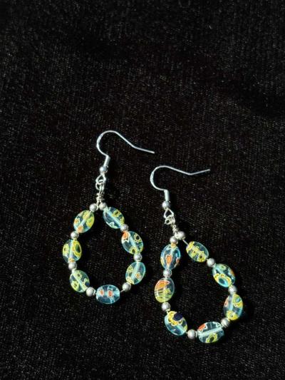 Glass beaded dangle earrings - Tehachapi, California