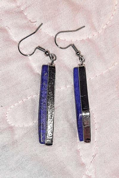 Natural Lapis Lazuli Earrings - Thumbnail 3