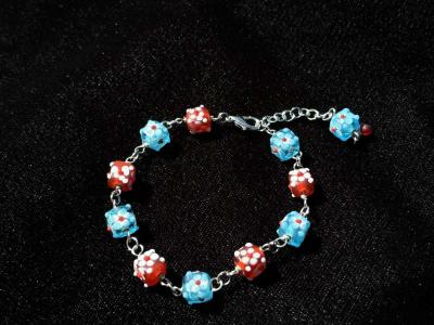 Handmade textured glass beaded bracelet - Thumbnail 2
