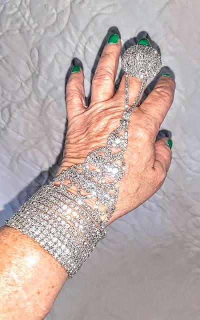 Austrian Crystal Spiral Bracelet with Attached Ring - Thumbnail 3