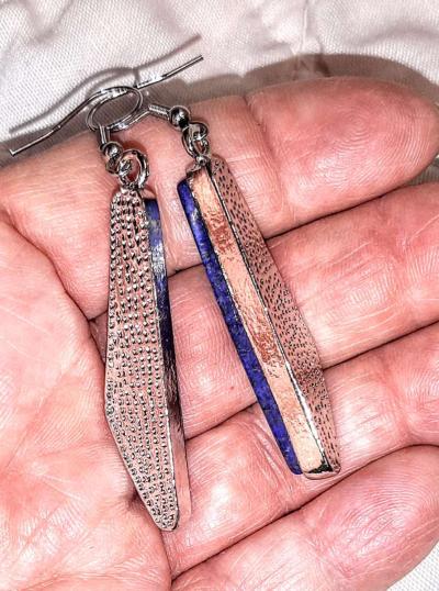 Natural Lapis Lazuli Earrings - Thumbnail 4