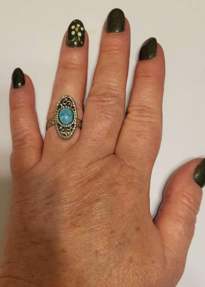 silver ring blue stone - Thumbnail 3