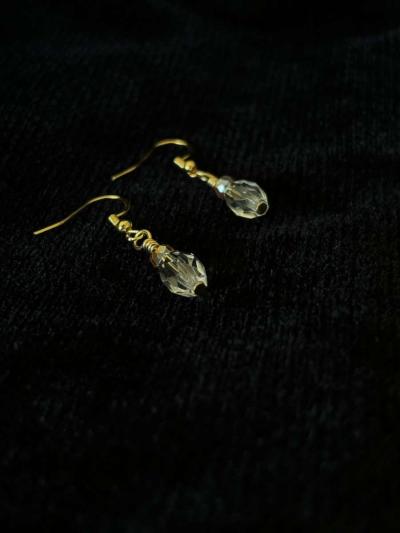 ambler and clear glass bead dangly earrings - Thumbnail 2