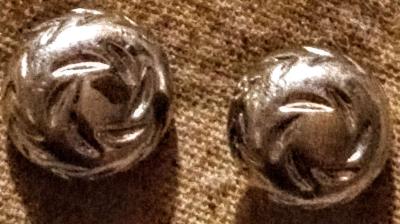 Silver Plated Rose Etched Details Stud Earrings - Thumbnail 6