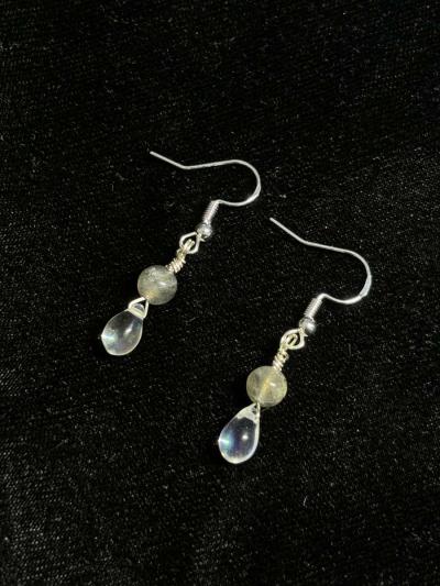 Moon drop earrings in silver - Thumbnail 2