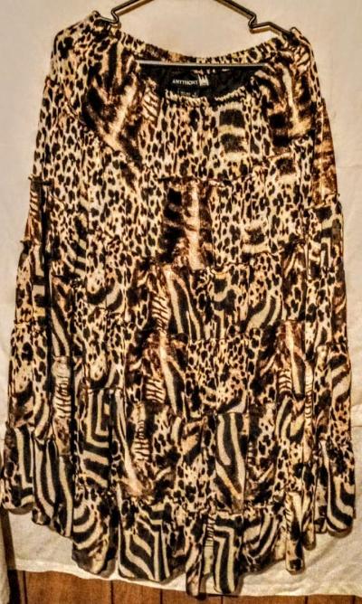 Brown and White Animal Print Skirt - Thumbnail 4