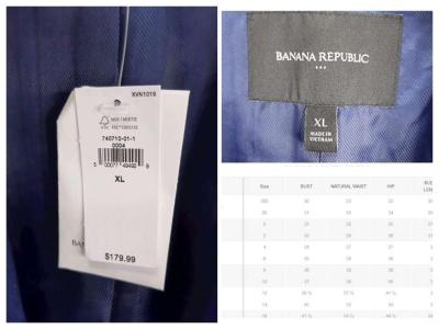 Banana Republic Blue Long Coat NWT Size XL - Thumbnail 6