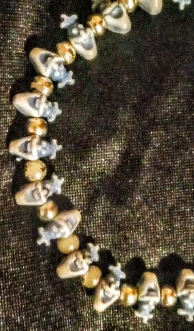 Blue and White Clown Face Beaded Bracelet - Thumbnail 3