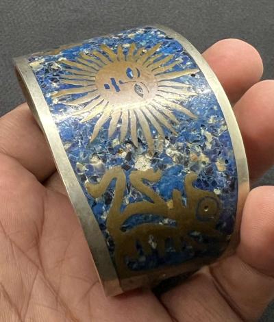 Beautiful Old Vintage Mixed Sliver Blue Painted Bangle - Thumbnail 2