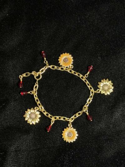 Summer wine and sunflowers charm bracelet - Tehachapi, California