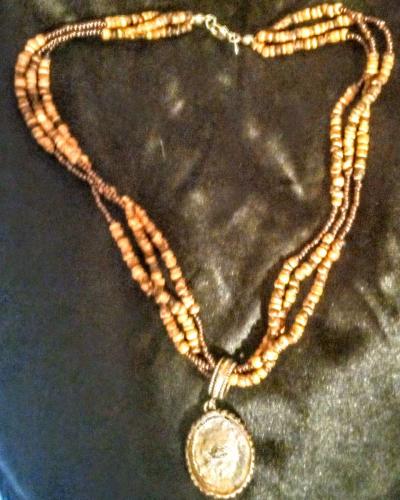 Avon Tiger Eye Pendant with 3 Beaded Strands - Thumbnail 4
