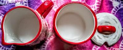 Christmas Red Truck Sugar Bowl and Creamer Pitcher - Thumbnail 6