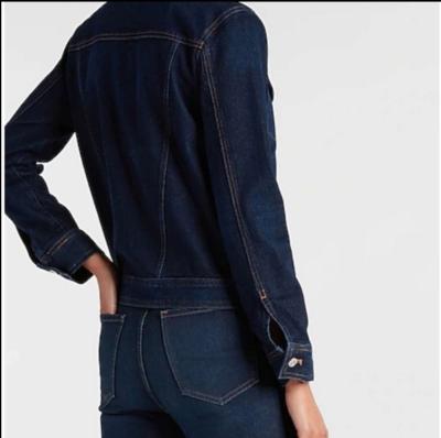 Express Dark Wash Denim Jacket Sz Med - Thumbnail 4