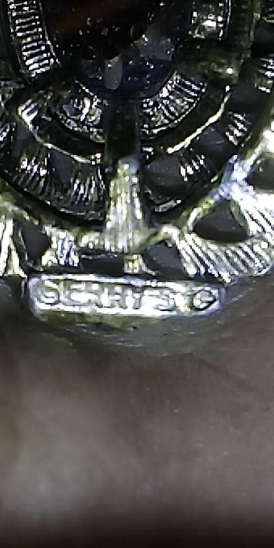 vintage broach with tigers eye glass pendant - Thumbnail 6