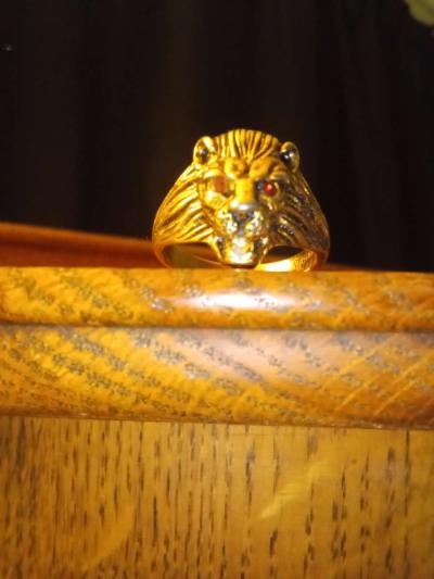 man gold lion ring - Thumbnail 2