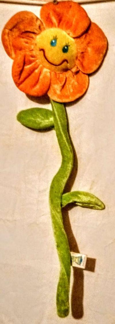 Orange Flower with Yellow Smiley Face and Green Bendable Ste - Thumbnail 3